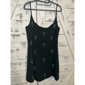 Gianni Bini Mini Dress 12 Greens Womens Square Neck Jewel Embellished A Line